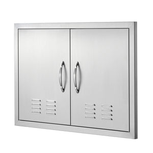 BBQ Access Door, 30W x 21H Inch Double Stainless Steel Outdoor Kitchen Door