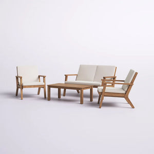 Avacyn - Outdoor Acacia Wood 4 Seater Chat Set With Cushions
