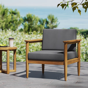 Outdoor Club Chair, Patio Chair With Teak Acacia Wood Frame - Dark Gray - Best Buy Furniture
