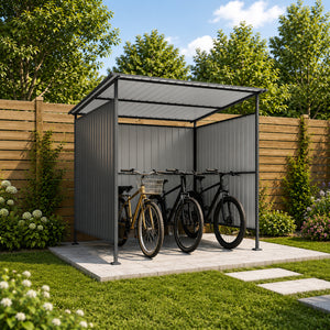 6x6FT Outdoor Pergola with Hardtop Roof, Lean-to Metal Shelter