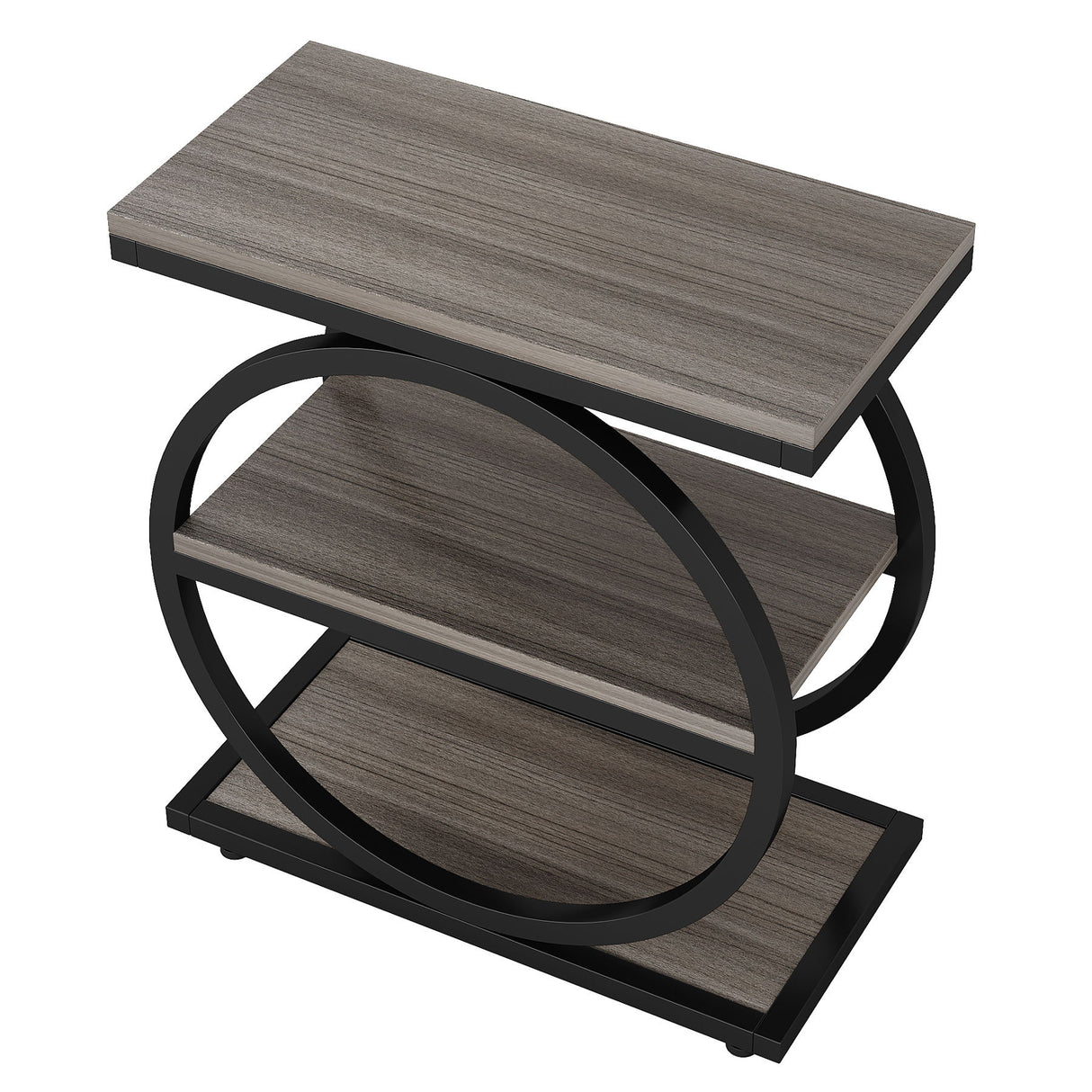 Industrial Narrow End Table With 3 Shelves