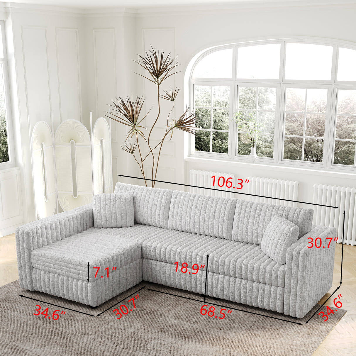 106.3" Soft L-shaped 4-Person Sofa