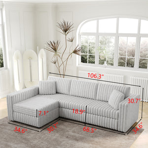 106.3" Soft L-shaped 4-Person Sofa