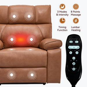 Orange Leatheraire Heat Massage Dual Motor Lift Recliner