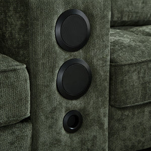 Modern Sectional Sofa U-Shaped With Movable Ottomans, tooth Speakers, LED Lights And Modular Storage