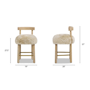 Arden 27.5 Genuine Fur Counter Height Bar Stool