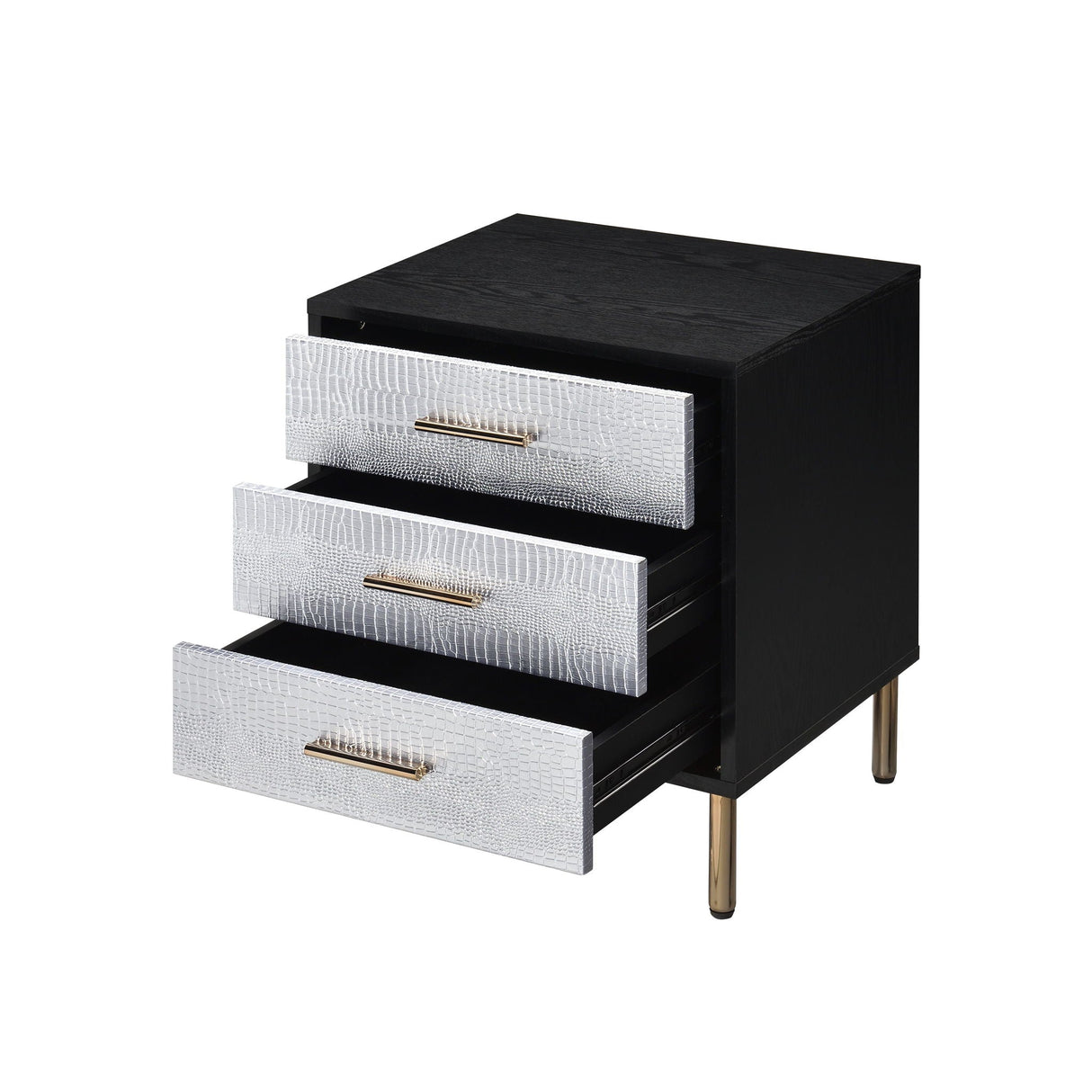 Myles - Nightstand - Black / Gold / Silver - Best Buy Furniture