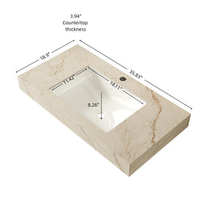 36" Premium Bathroom Sink with Cream Gold Vein Finish