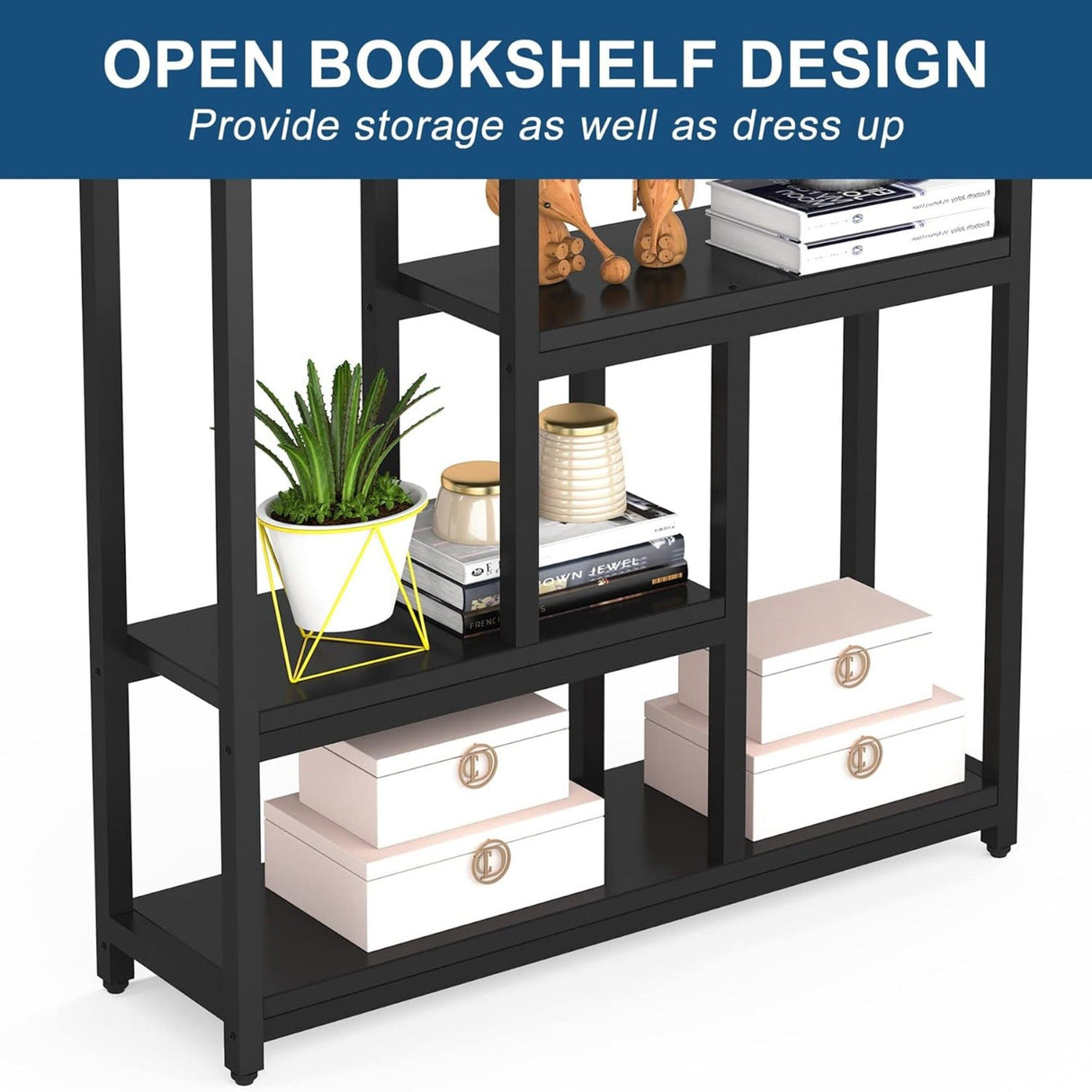 Extra Tall 7 Tier Industrial Etagere Bookcase With 10 Shelves Organizer