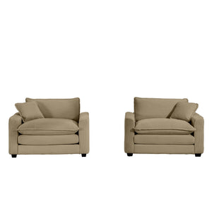 Modern Classic Fabric Single Chair Deep Seat Sofa With Pillow