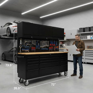 72" Heavy Duty Rolling Tool Storage Cabinet with Power Strip