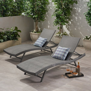 Wicker Chaise With Adjustable Reclining Seats (Set of 2) - Gray - Best Buy Furniture