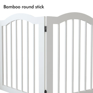 4 Panel Freestanding Pet Gate With Foldable Design And Support Feet - White