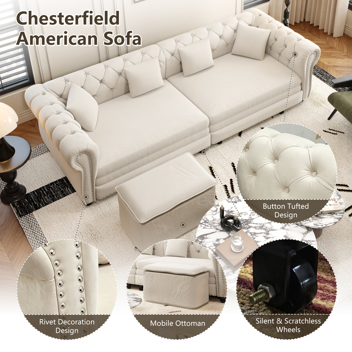Chesterfield 3-in-1 Pull-Out Sofa Bed