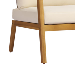 2-Piece Outdoor Loveseat & Coffee Table Set Acacia Wood Frame with PE Wicker Back & Water-Resistant Cushions
