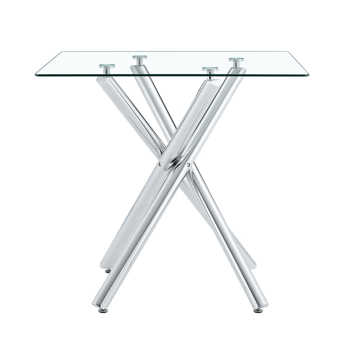 Modern Electroplated Metal Leg Bar Table with Tempered Glass Top