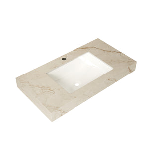36" Premium Bathroom Sink with Cream Gold Vein Finish