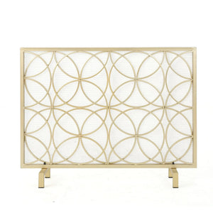 Thayer - Single Panel Iron Fireplace Screen With Geometric Design - Best Buy Furniture