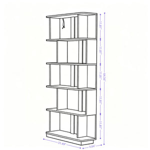Modern 5 Tier Open Storage Bookcase