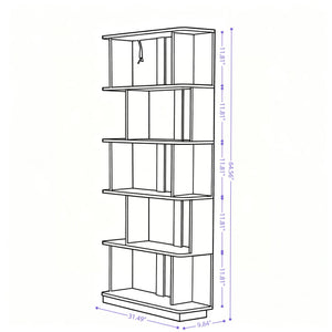 5 Tier Open Bookshelf, Free Combination Storage Shelving For Living Room - Dark Brown