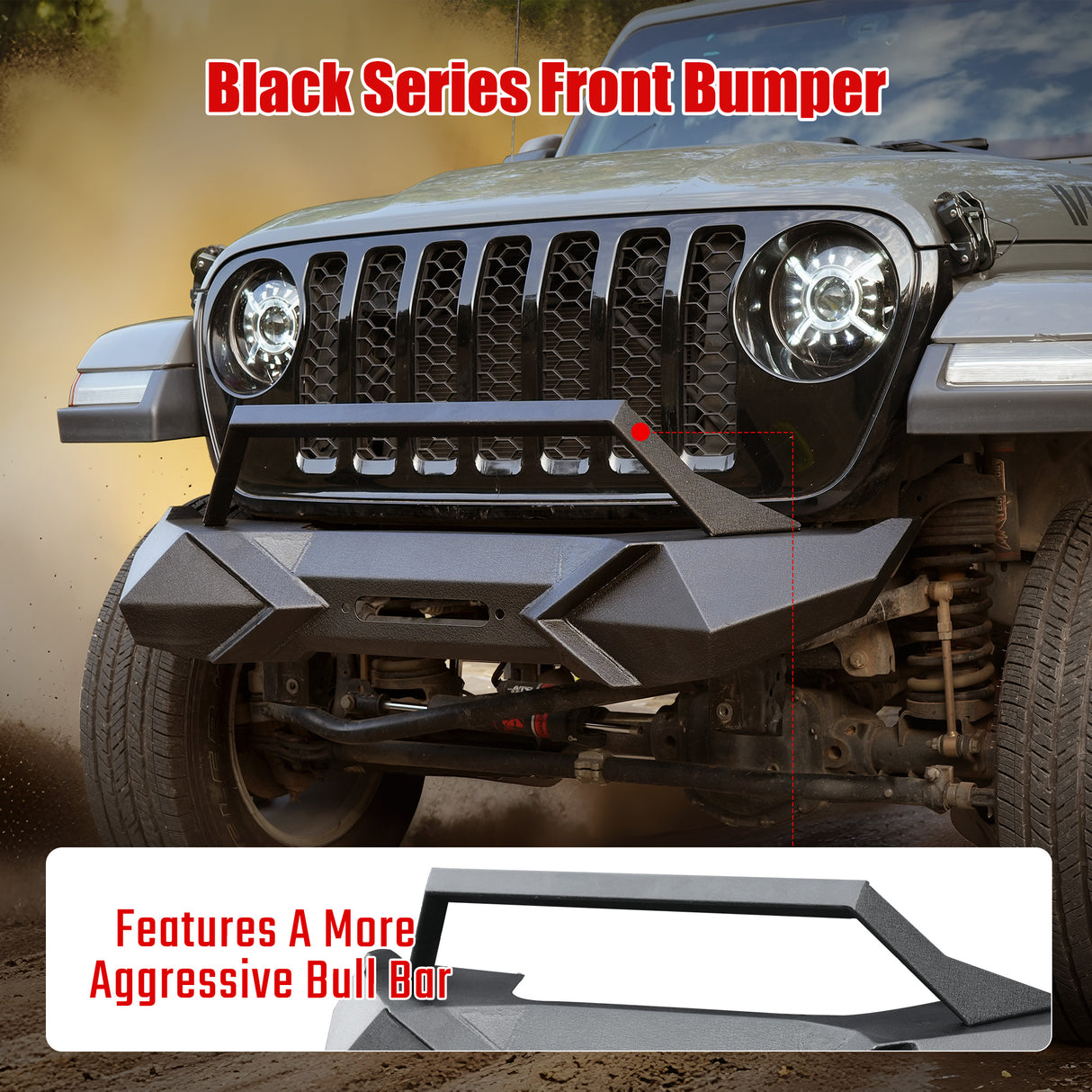 X Style Front Bumper with Winch Plate Compatible with Wrangler JK (2007-2017)