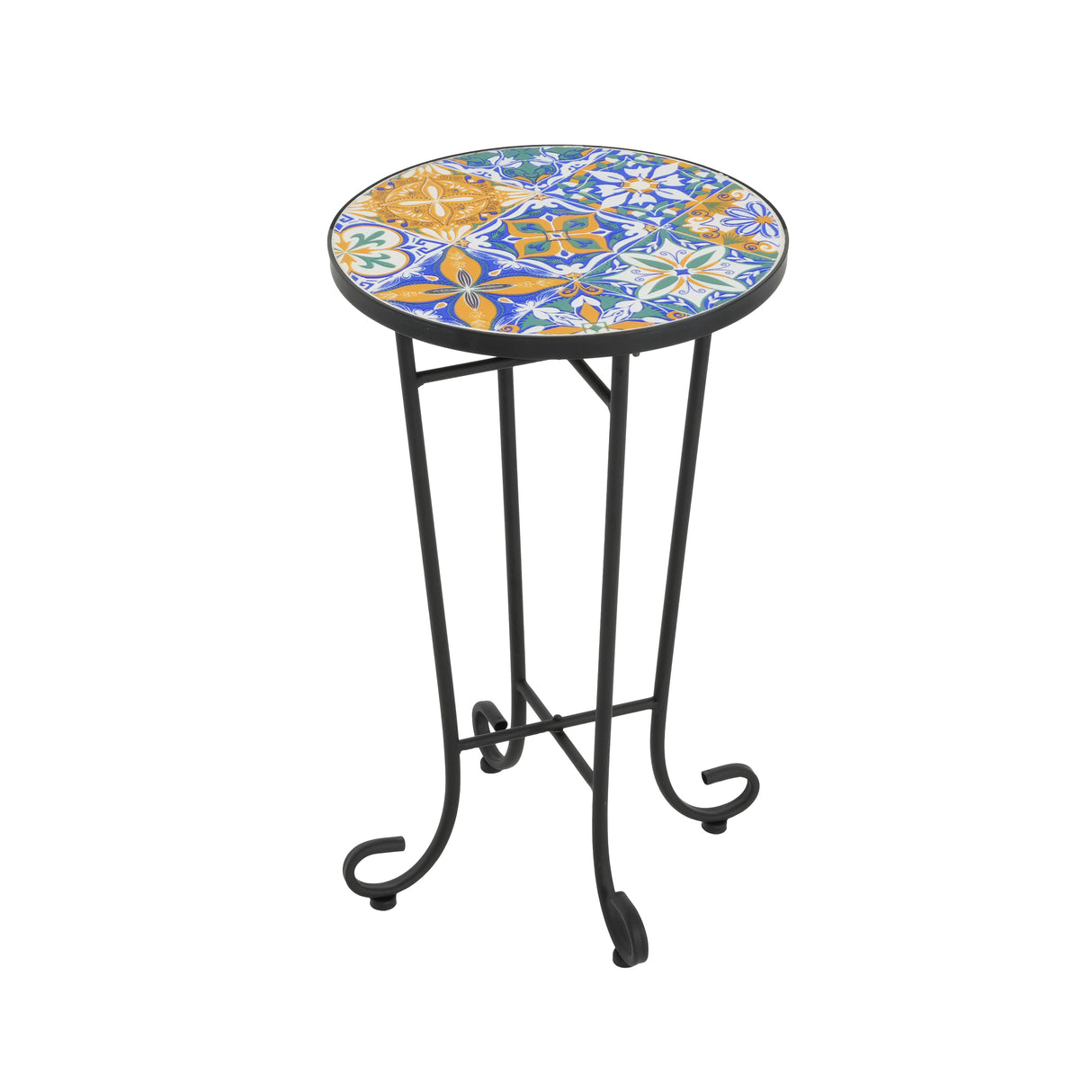 Patio Side Table, Colorful + Black