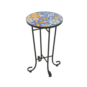 Patio Side Table, Colorful + Black