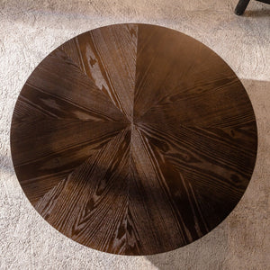 Round Retro Coffee With Solid Wood Legs