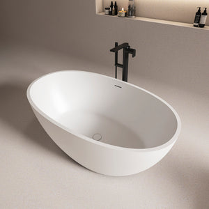 55 Inch Freestanding Solid Surface Soaking Bathtub