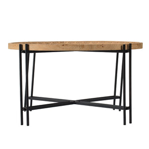 Farmhouse Round Wooden Coffee Table With Metal Legs - Black / Brown
