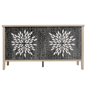Modern Storage Cabinet With 4 Doors & Adjustable Shelves