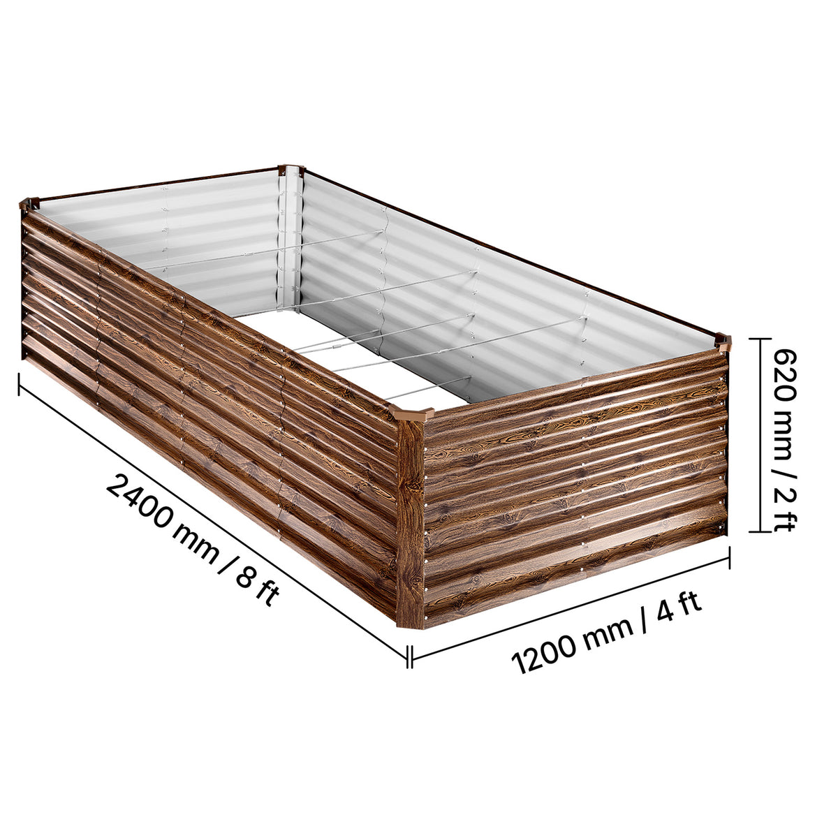 Galvanized Raised Garden Bed, 8 x 4 x 2 ft