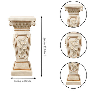 22.05" H x 9.06" W European Style Floral Carved Roman Column Pedestal