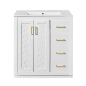 Bathroom Vanity With Sink, Storage Cabinet, Freestanding Set With 3 Drawers & Soft Closing Doors
