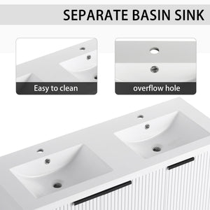 Contemporary Wall Mounted Bathroom Vanity With Resin Double Sink