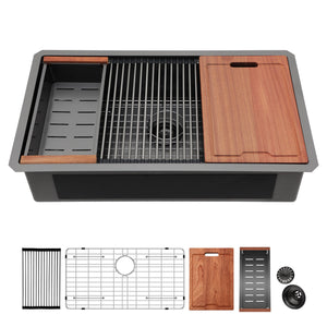 Workstation Kitchen Sink, Single Bowl Undermount