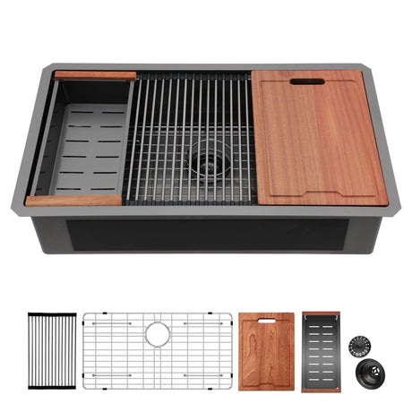 Workstation Kitchen Sink, Single Bowl Undermount