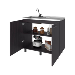 Alatna Freestanding Utility Base Cabinet with Stainless Steel Countertop and Faucet