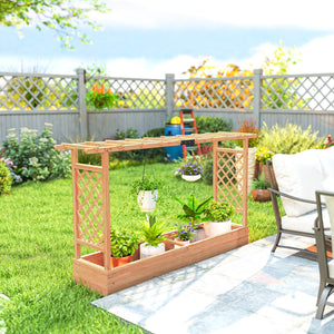 Wood Raised Garden Bed with Trellis - Large Outdoor Planter Box