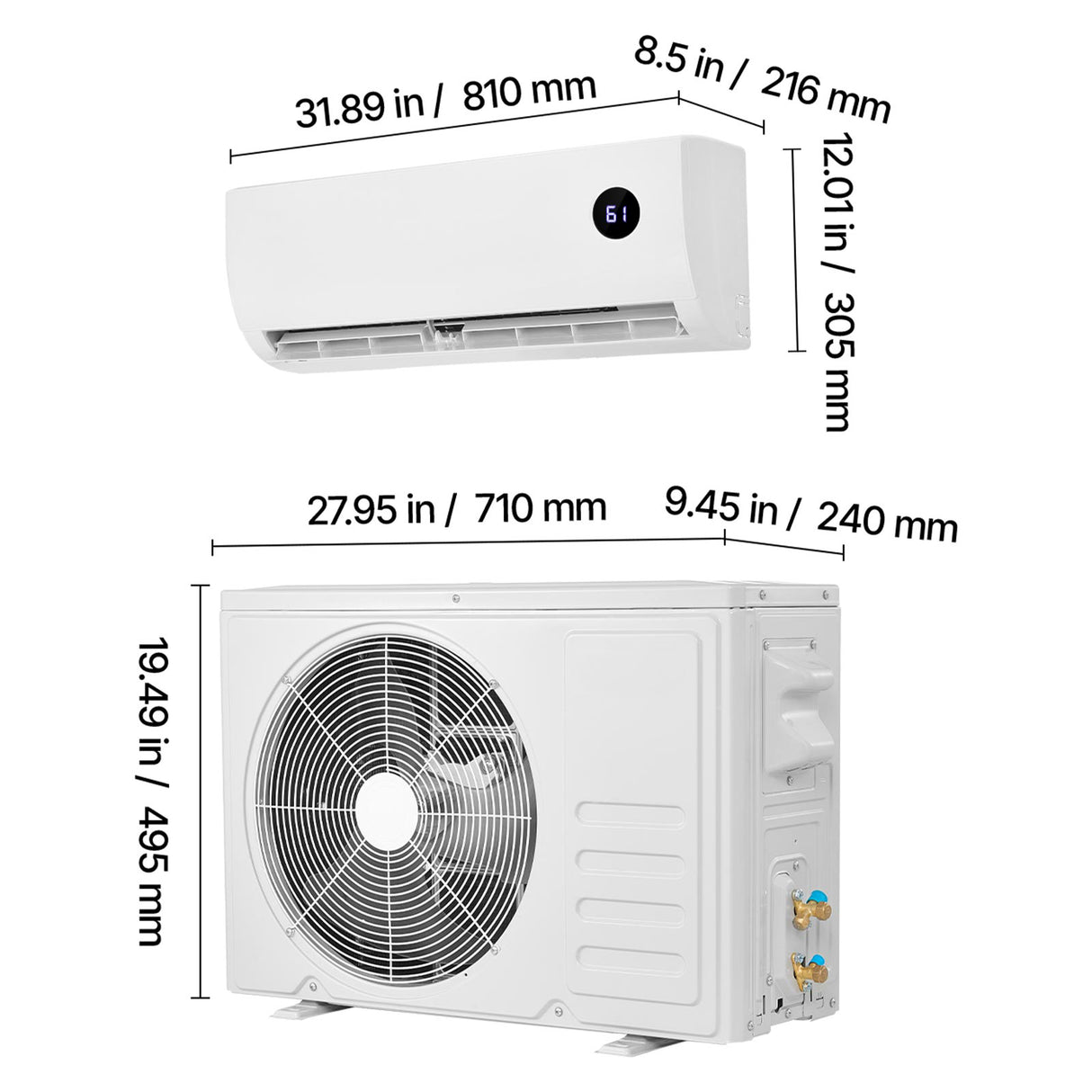 Mini Split Air Conditioner, 9000 BTU 115V Fast Cooling & Heating
