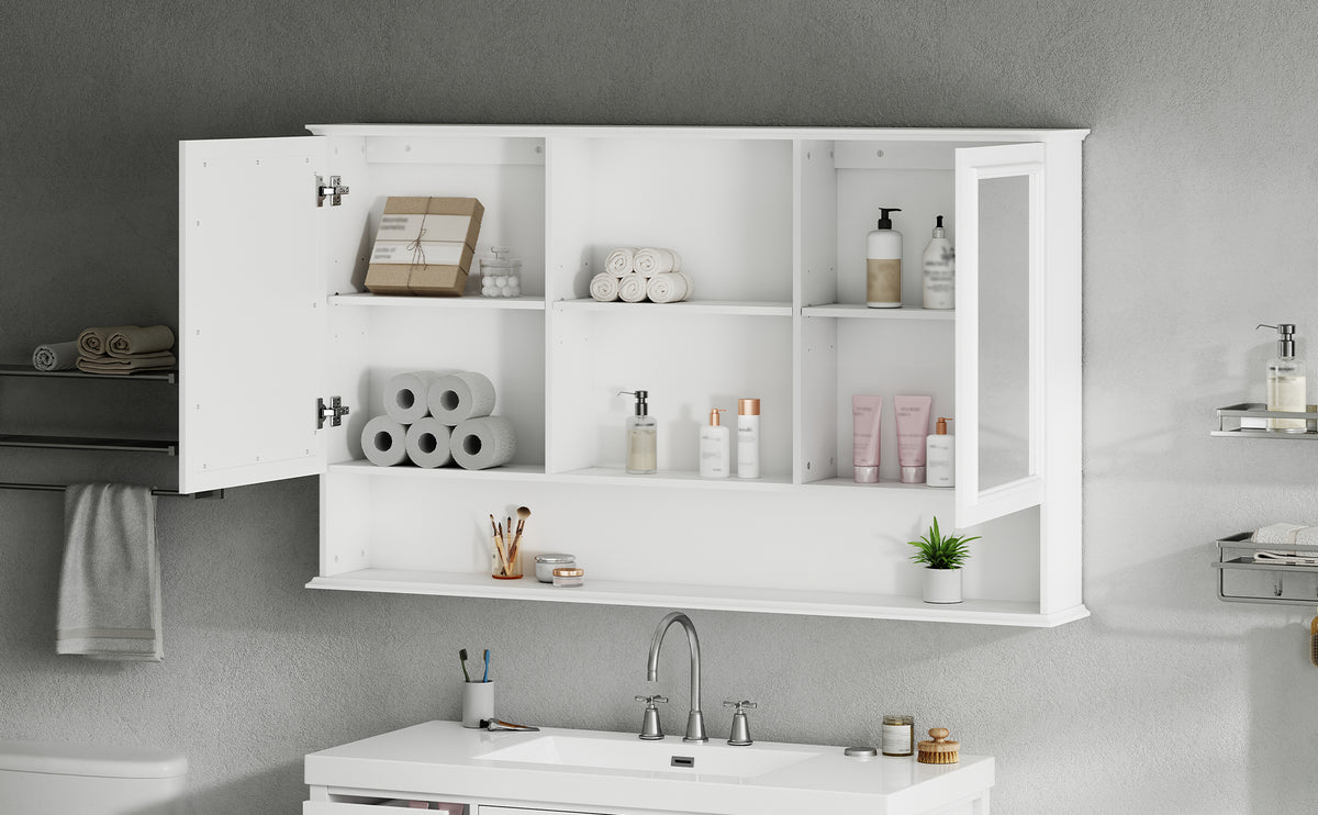 60" Wall-Mounted Bathroom Medicine Cabinet with Mirrors