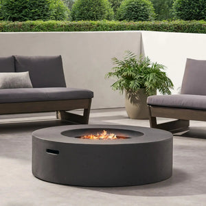 Modern Lightweight Concrete Outdoor Circular Fire Pit 50,000 Btu - Best Buy Furniture