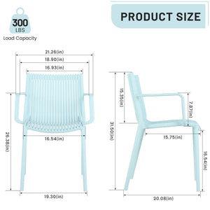 4 Piece Stackable Single Chairs With Vertical Stripe Design For All Weather
