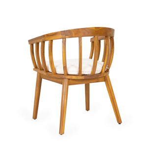 Klismos - Dining Armchair (Set of 2) - Teak / Beige