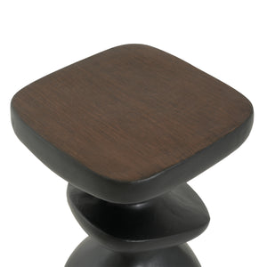 Black Abstract Tiered MGO Side Table
