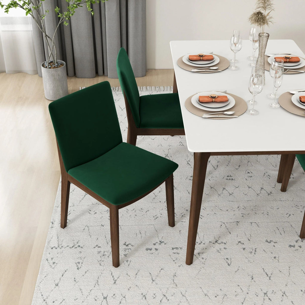 Laura - Mid-Century Modern Solid Wood Dining Chair (Set of 2)