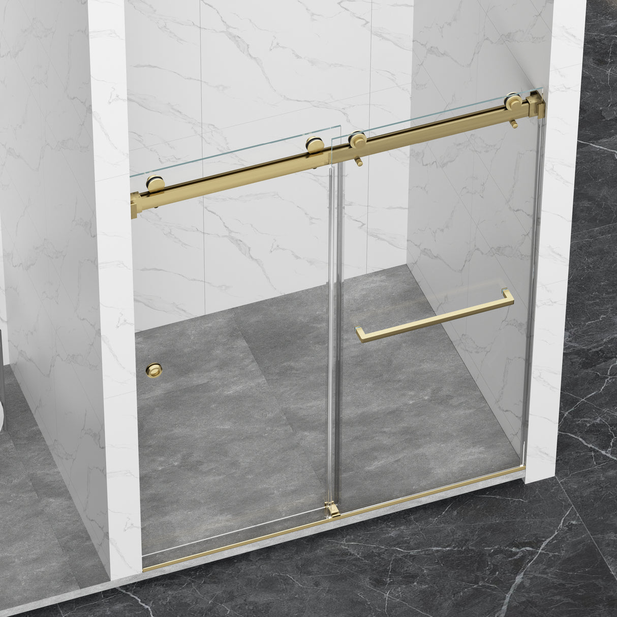 Frameless Shower Door with Double Sliding Design