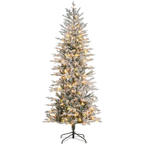 HOMCOM 7.5ft Tall Prelit Artificial Christmas Tree