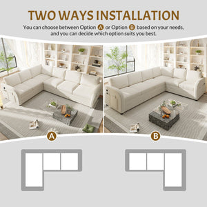 L-Shaped Couch With Pull-Out Bed, Convertible Sleeper Sofa With Side Pocket & USB Port