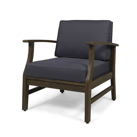 Enchanting Outdoor Club Chair With Slat Panel Design And Water Resistant Cushion - Dark Gray - Best Buy Furniture